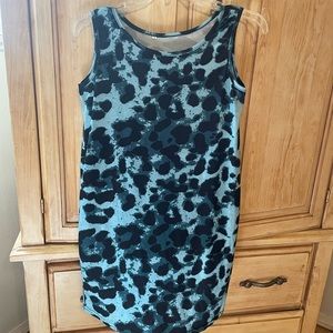 Blue and black leopard dress